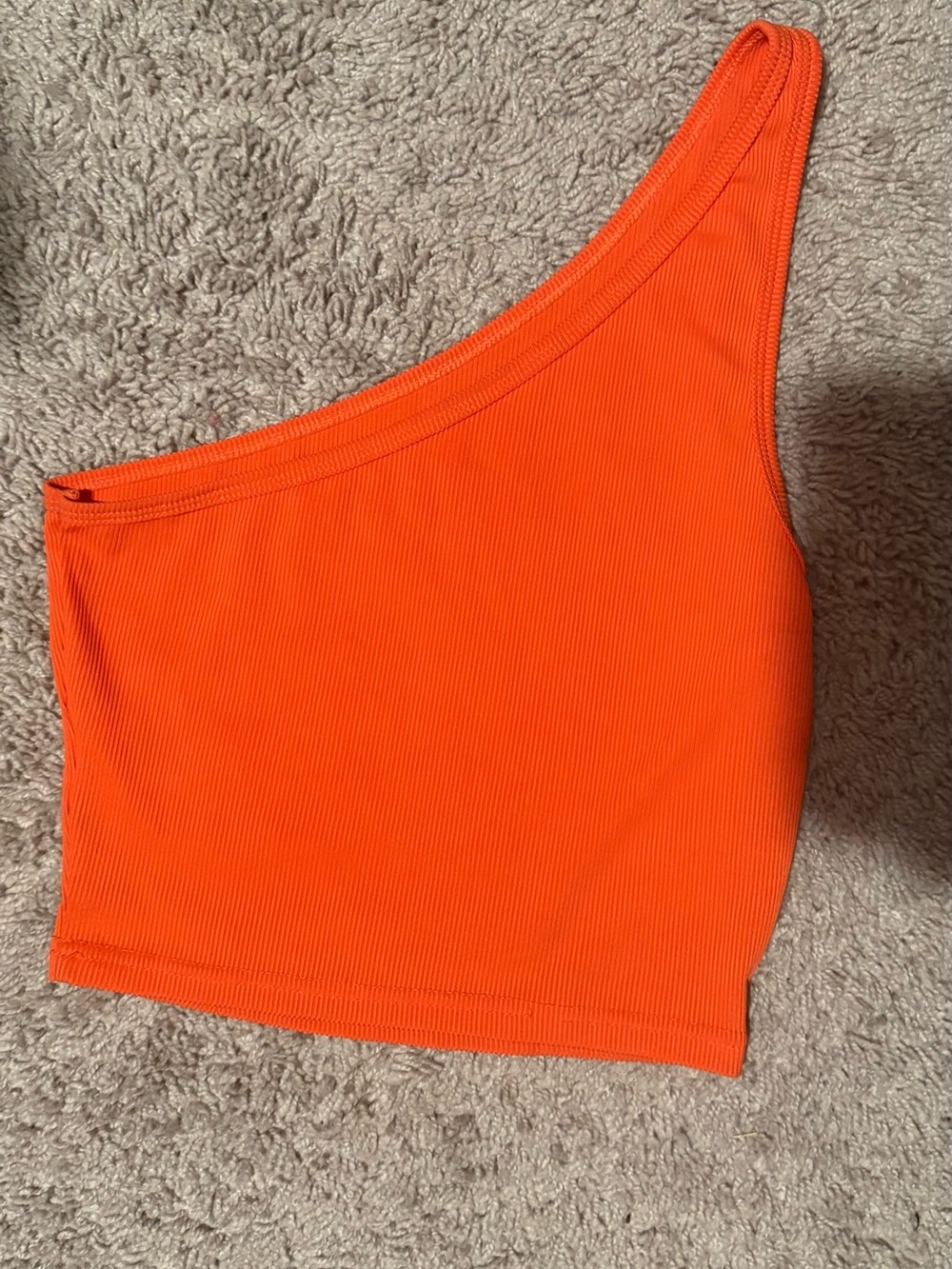 SHEIN One-Shoulder Ribbed Crop Top - Bright Orange